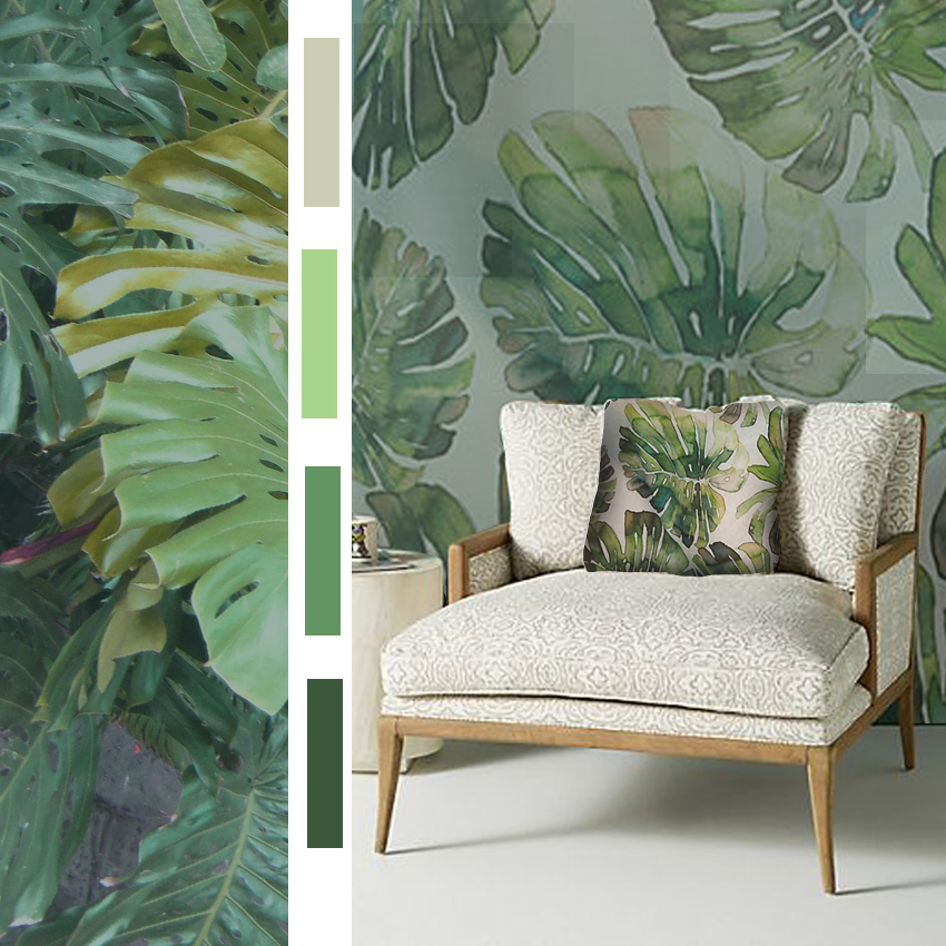 Dessins Tropical pour tissus décoration intérieure